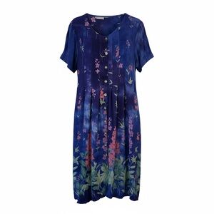 Draper’s & Damon’s Floral Blue Dress Size SP Cottagecore Lightweight Summer